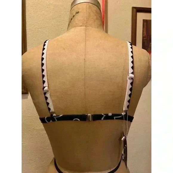 BIKINX Ditsy Floral Adjustable Straps Swimsuit Bikini Top Black White NWT Size L - Picture 6 of 12